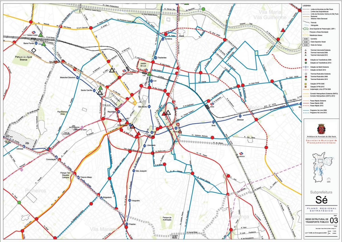 Mapa a izgledaju kao otisci prstiju Sao Paulo - Javni prijevoz