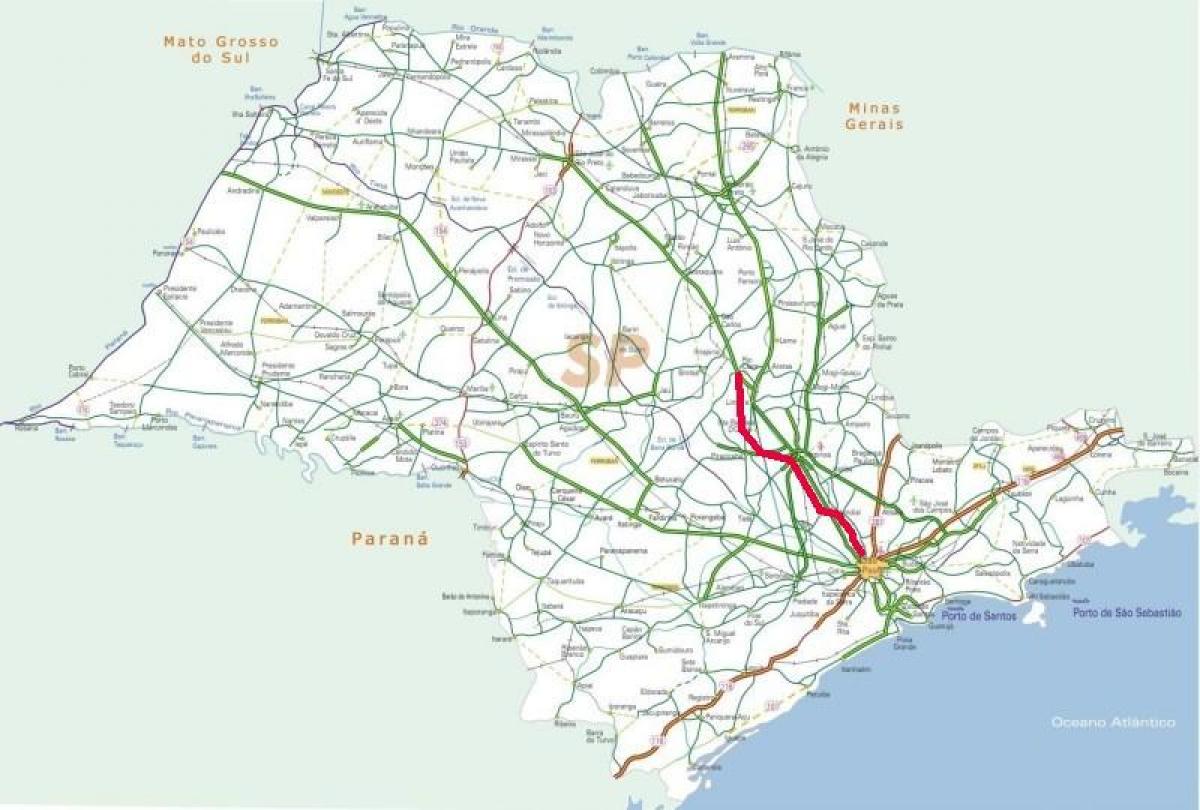 Mapa Bandeirantes autoput - SP 348
