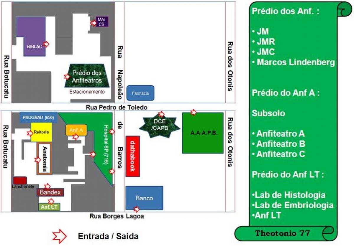 Mapa federalni univerziteta u Sâo Paulo - UNIFESP