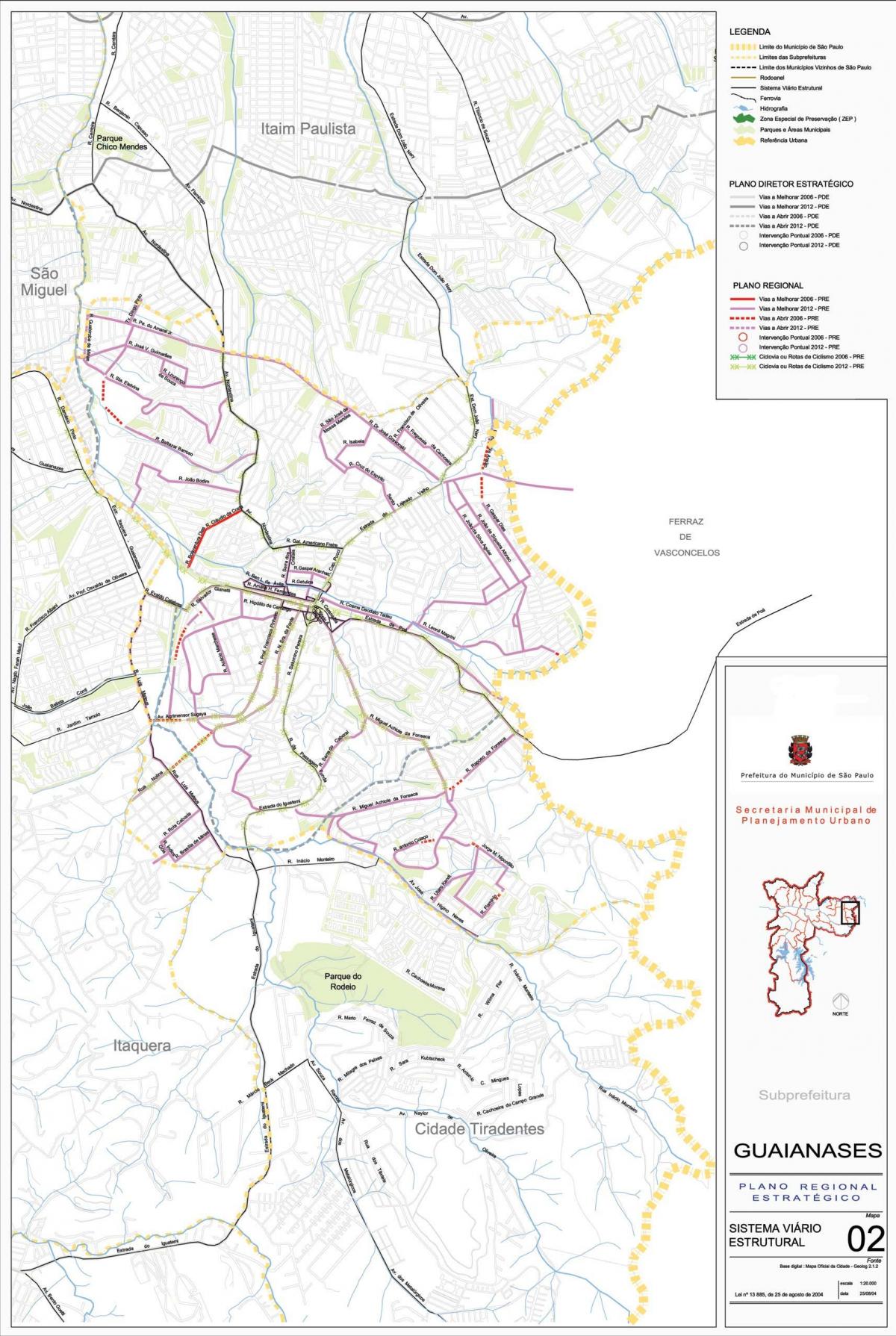 Mapa Guaianases Sao Paulo - Putevi