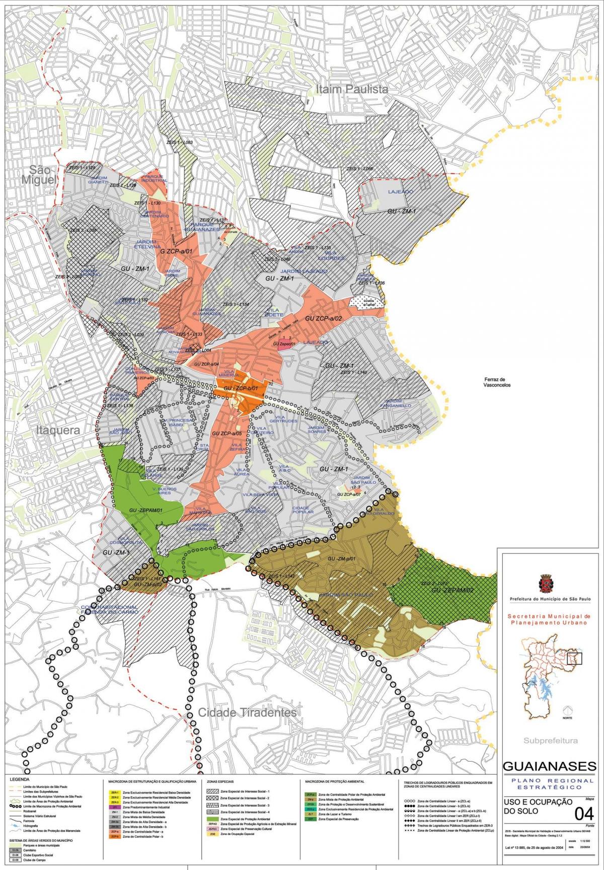 Mapa Guaianases Sao Paulo - Okupacija tlu