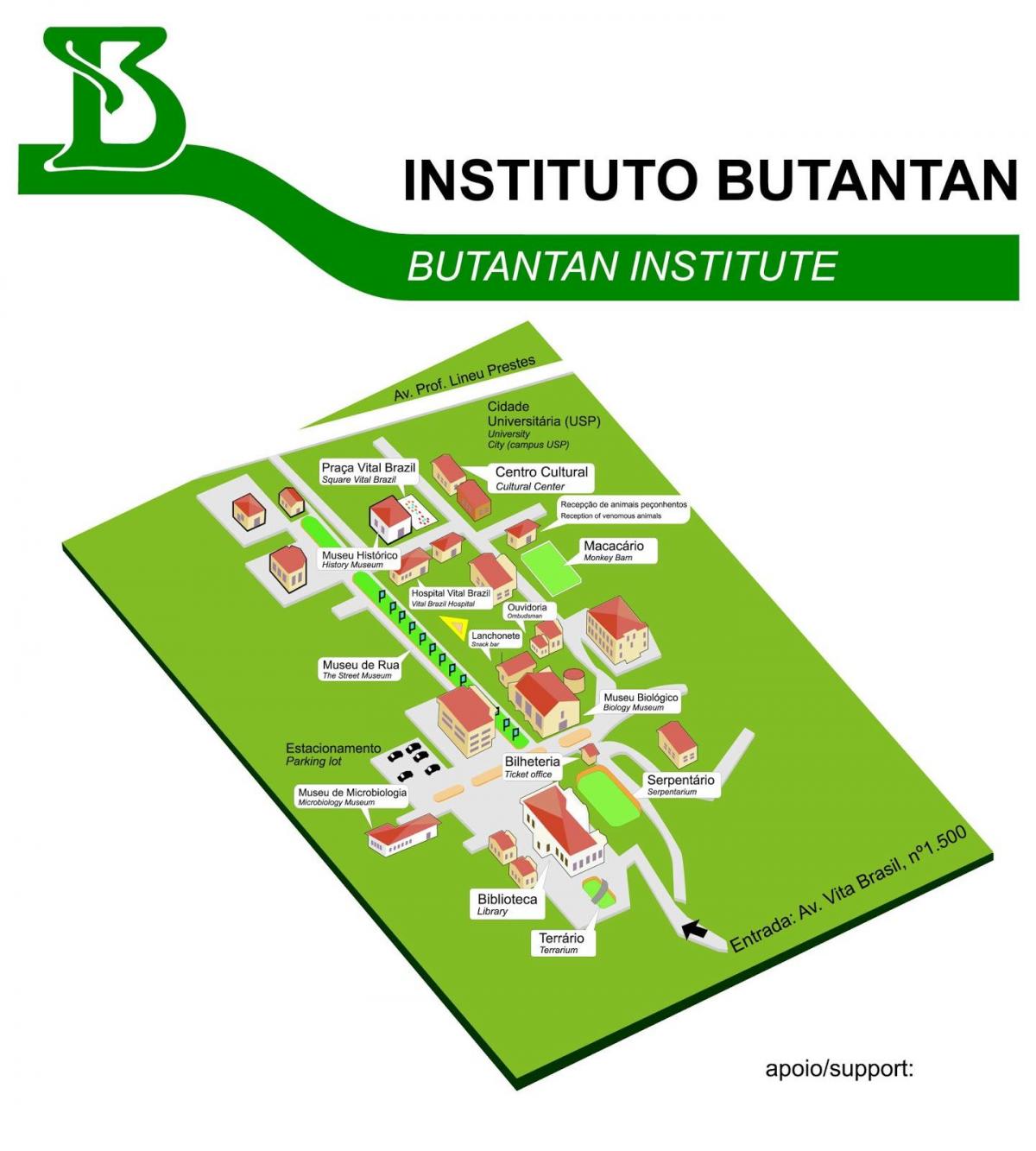 Mapa institut Butantan