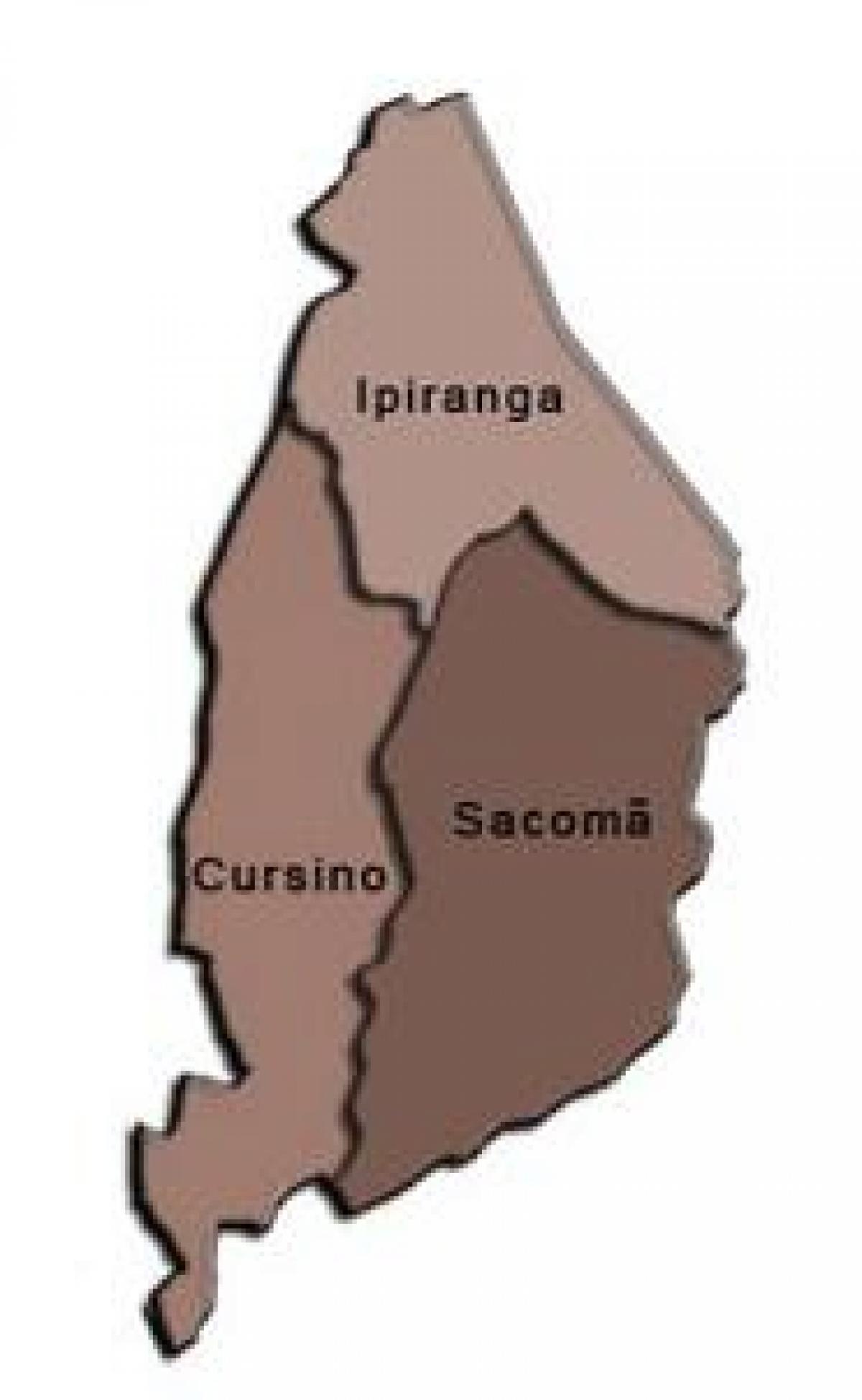 Mapa Ipiranga pod-prefektura