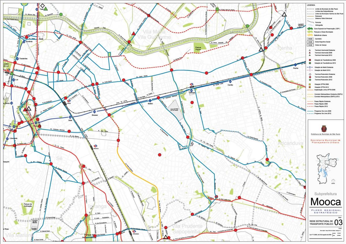 Mapa Mooca Sao Paulo - Javni prijevoz