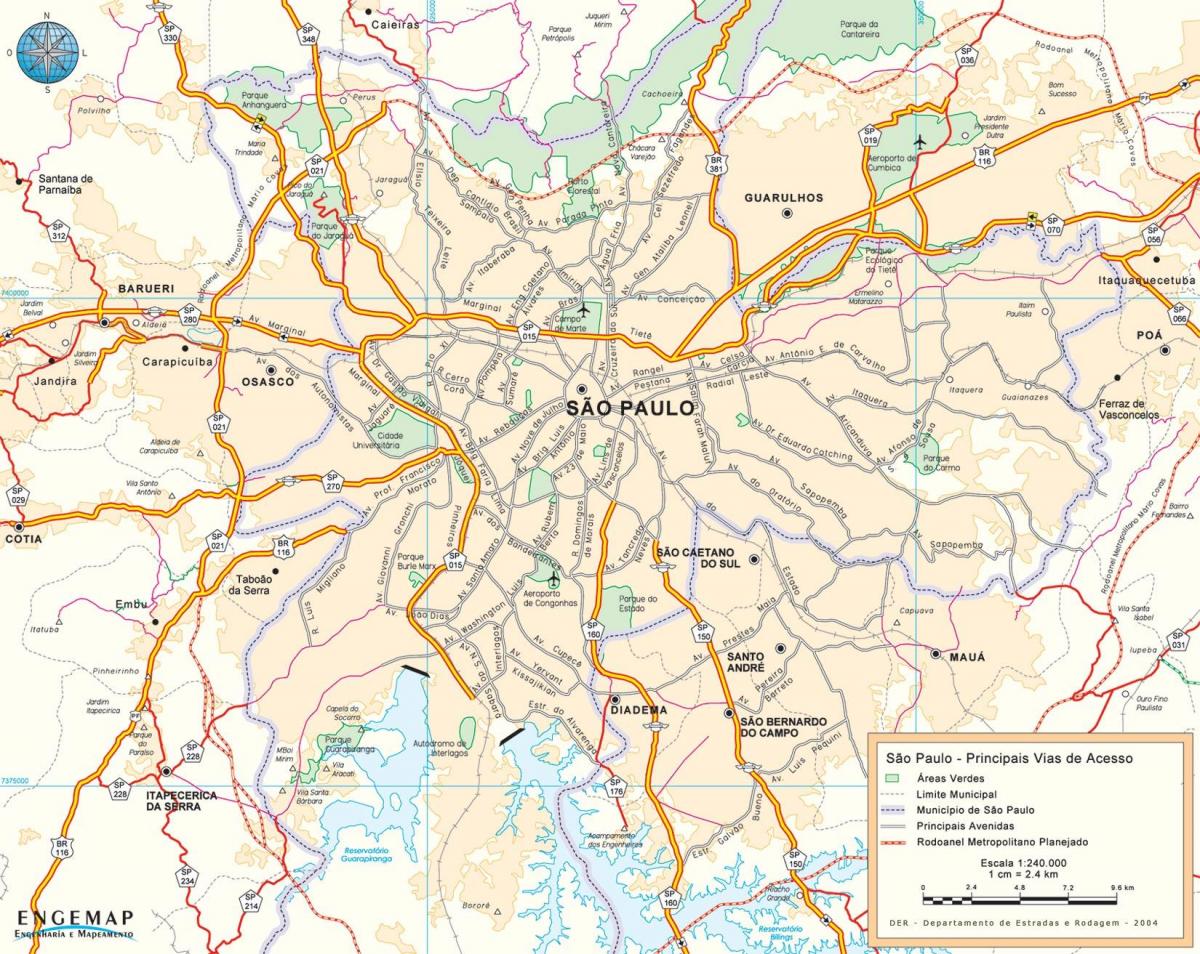 Mapa pristup putevi Sao Paulo