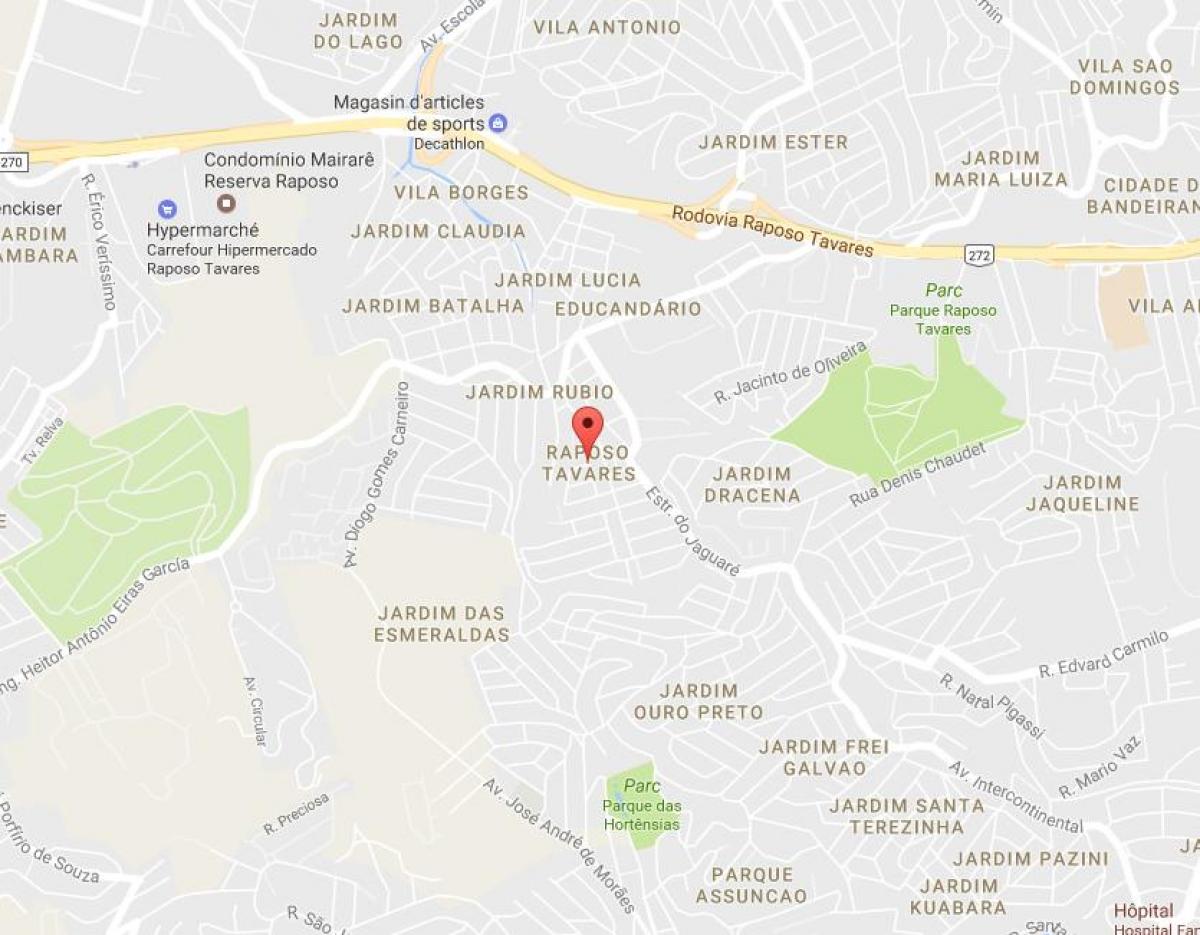 Mapa Raposo Tavares Sao Paulo
