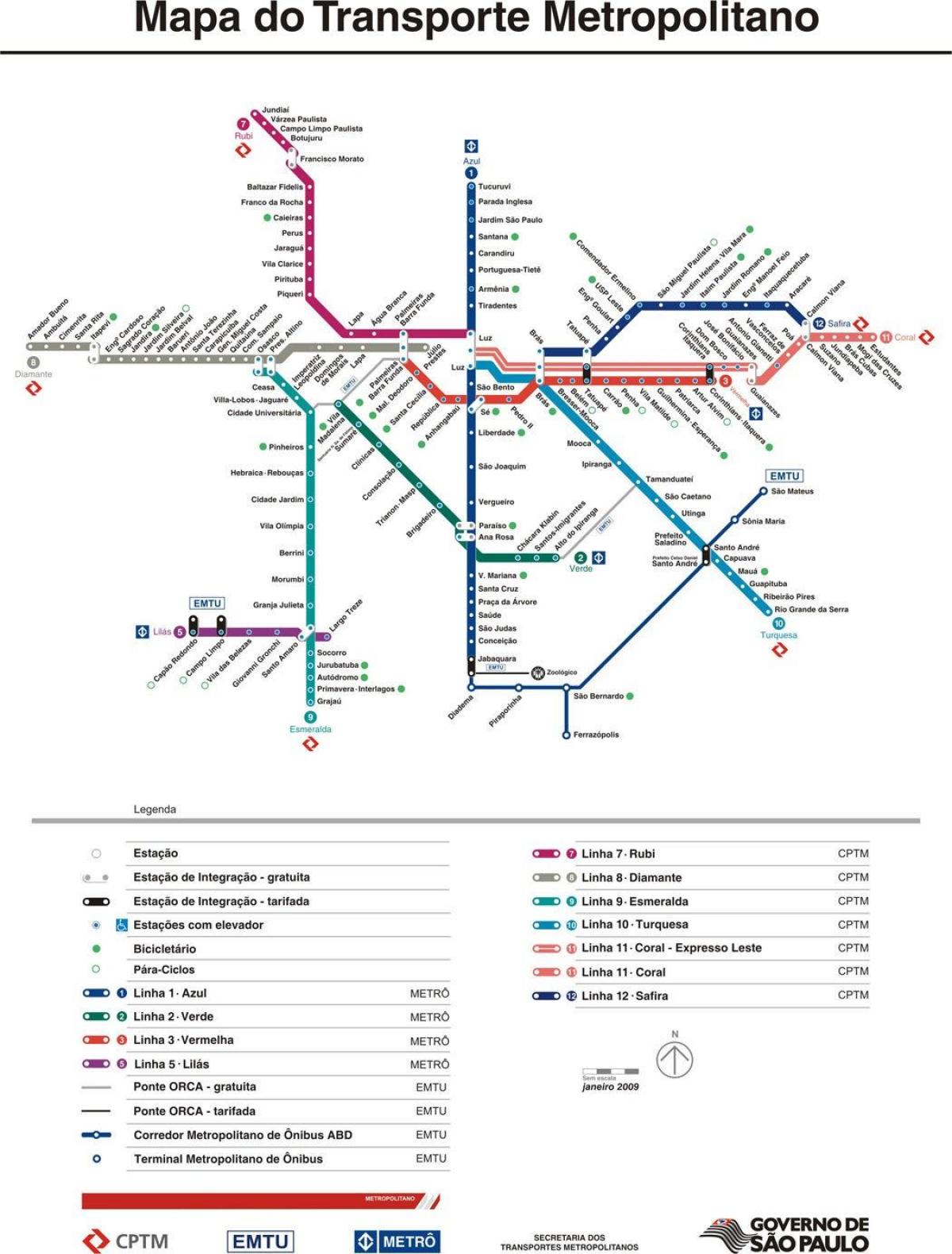 Mapa Sao Paulo CPTM transporta