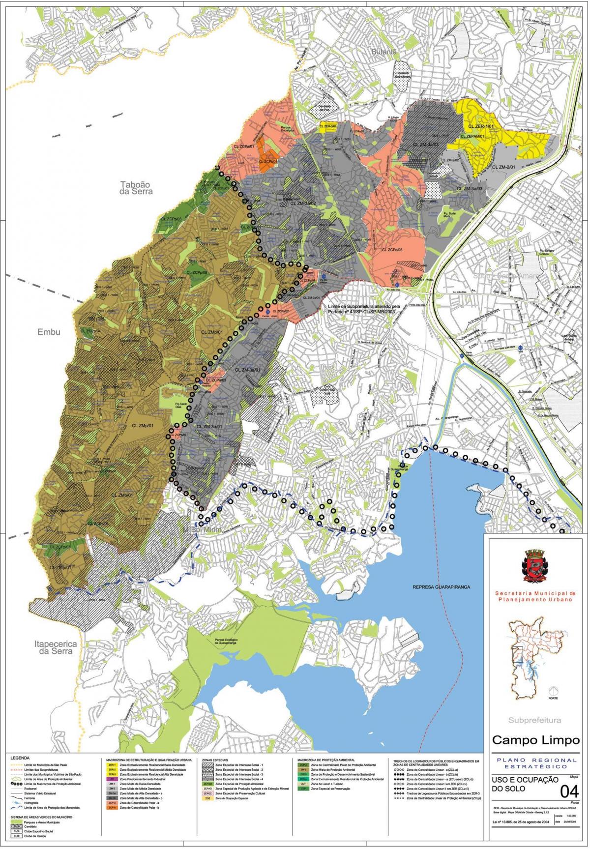 Mapa Unajmili Limpo Sao Paulo - Okupacija tlu