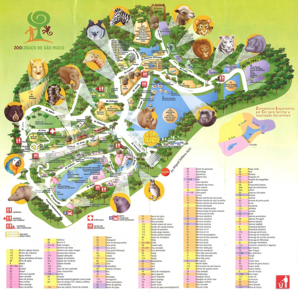Mapa zoološkom park u Sâo Paulo