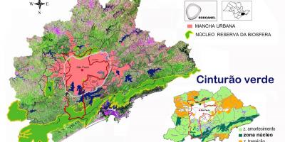 Mapa biosfere rezervi od zelene pojas Sao Paulo