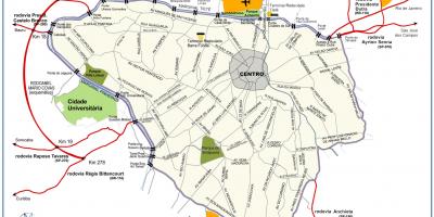 Karta za veliku centar Sao Paulo