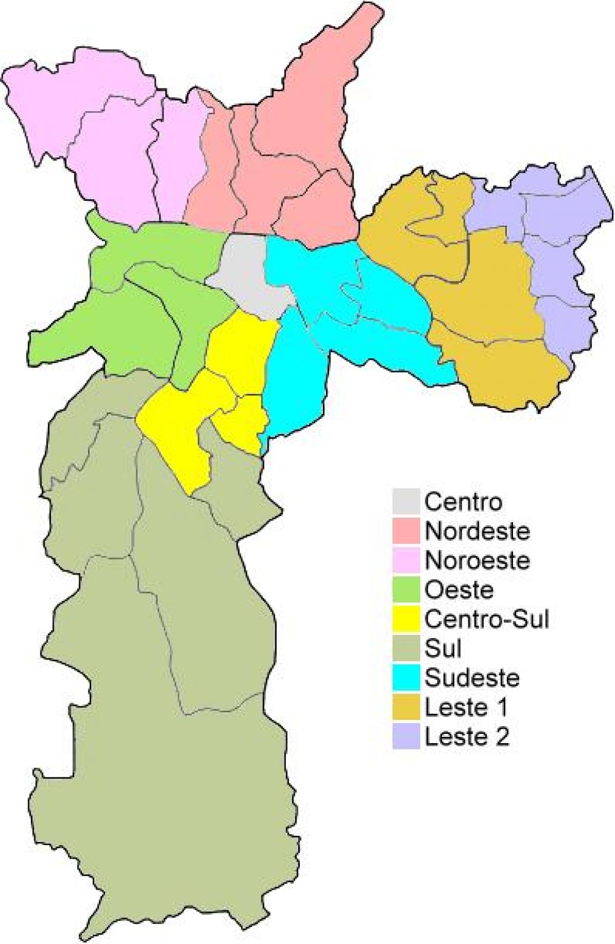 Karta za administrativni oblastima u Sâo Paulo