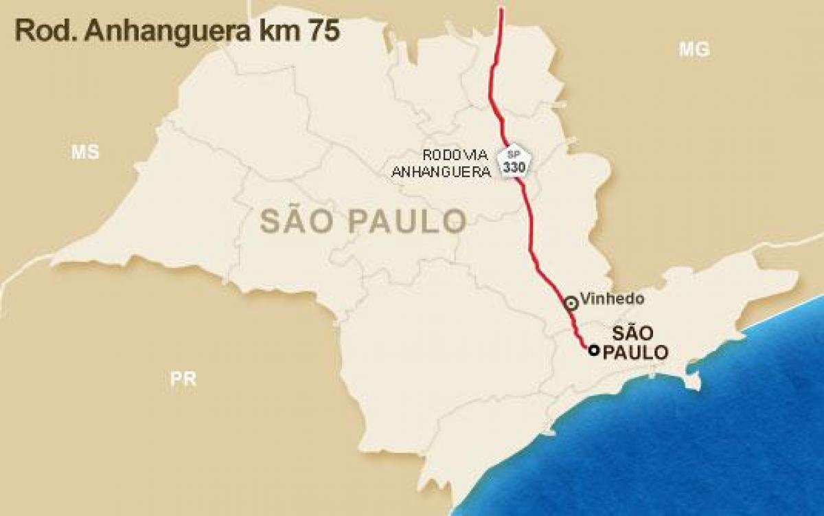 Mapa Anhanguera autoput - SP 330
