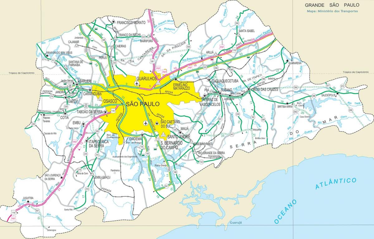 Mapi od autoceste periferiji Sao Paulo