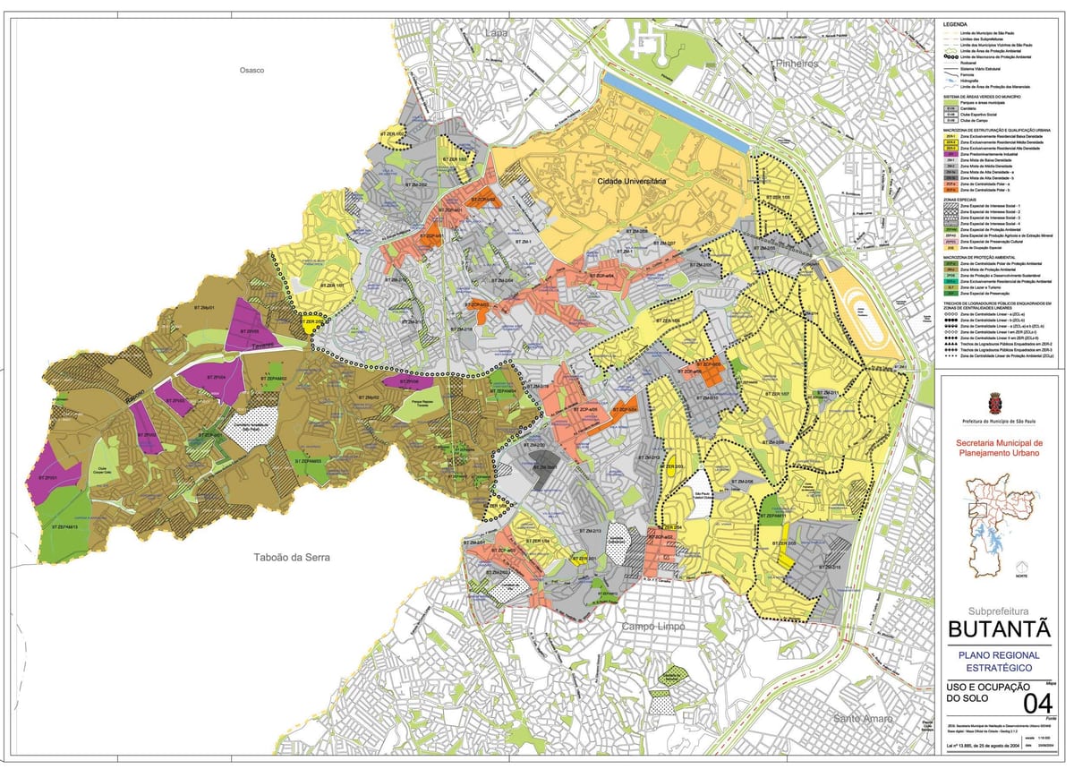 Mapa Butantã Sao Paulo - Okupacija tlu