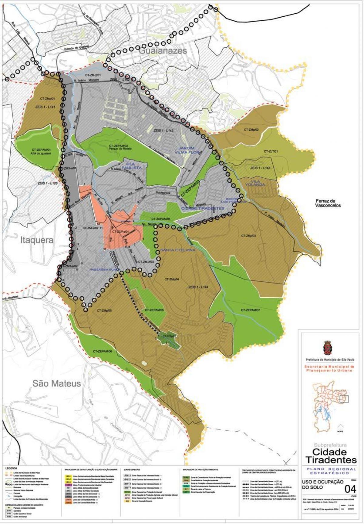 Mapa Cidade Tiradentes Sao Paulo - Okupacija tlu