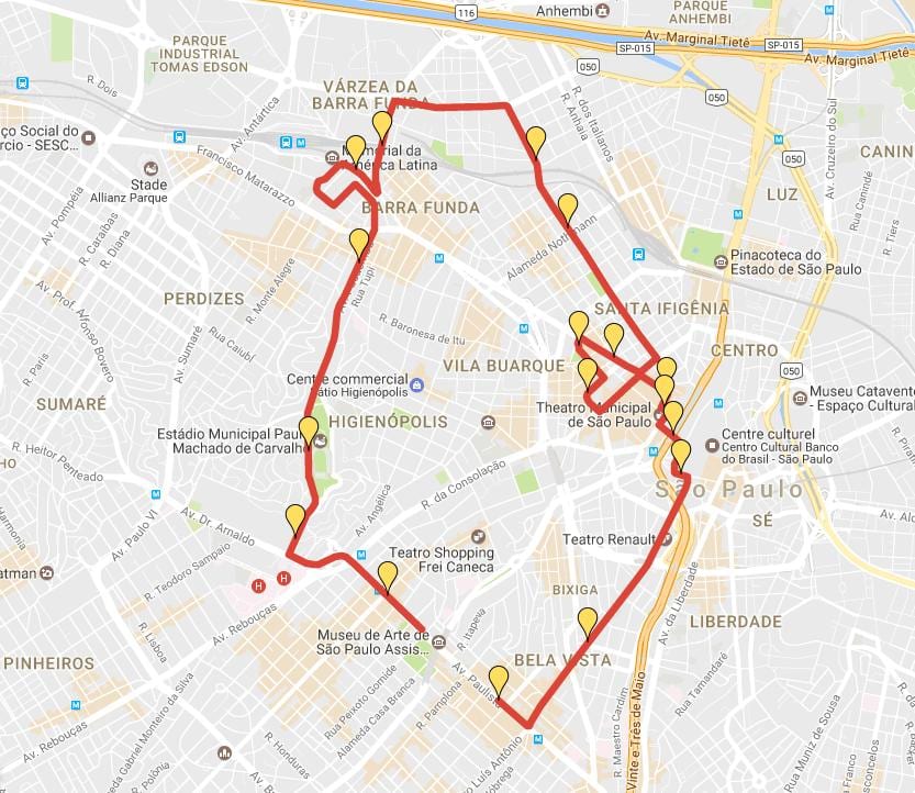 Mapa Corrida Međunarodni Sao Silvestre