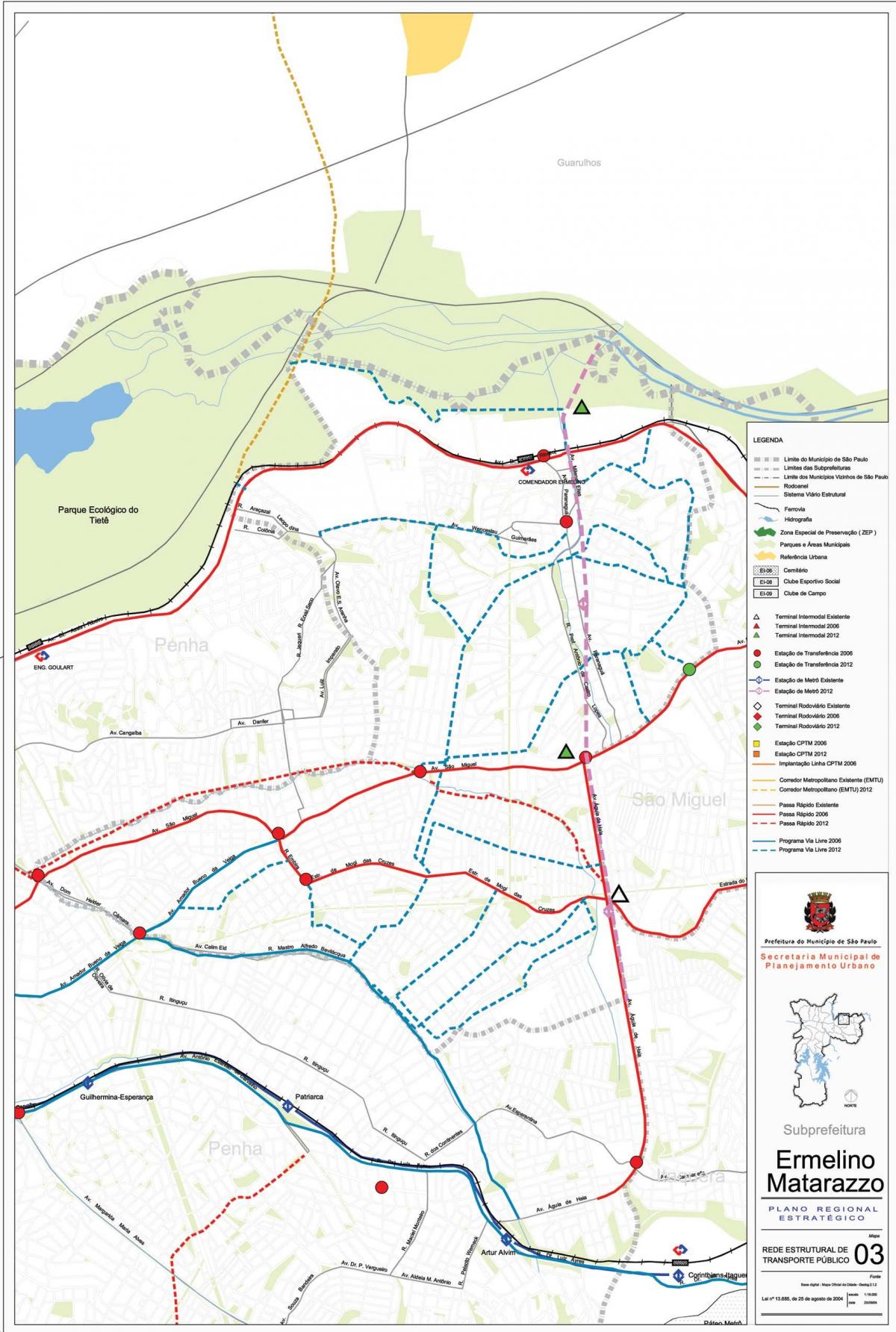 Mapa Ermelino Mataraco Sao Paulo - Javni prijevoz