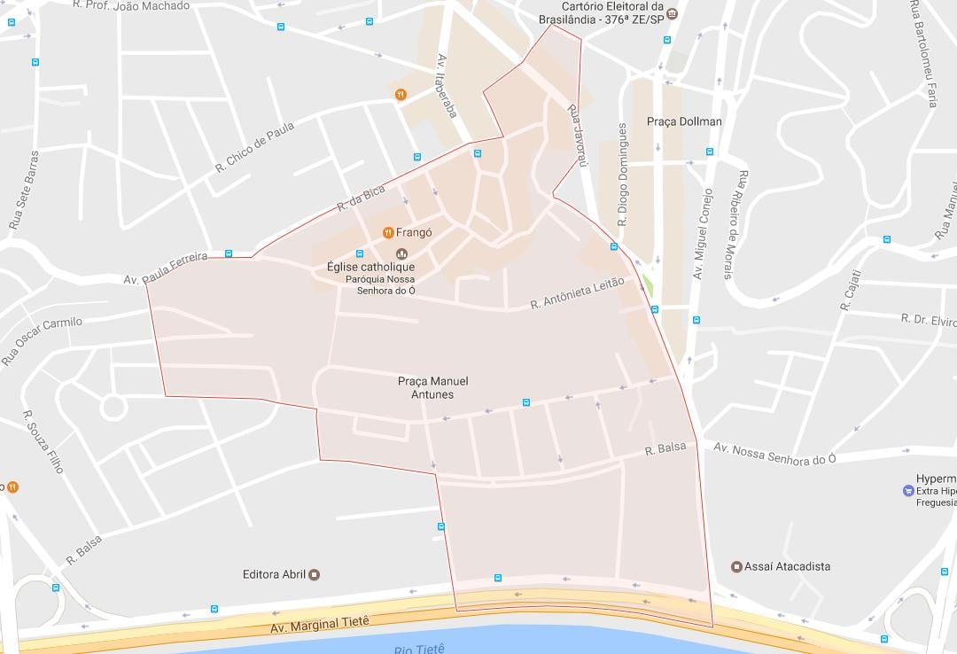 Mapa Freguesia uraditi Ó Sao Paulo