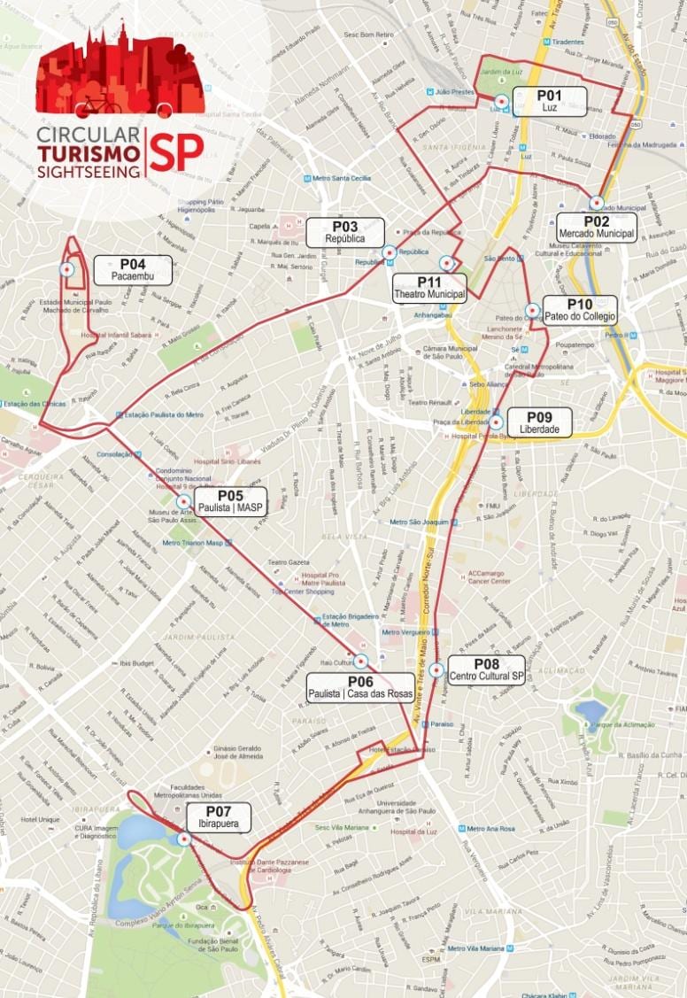 Mapa kružne turismo razgledanje SP