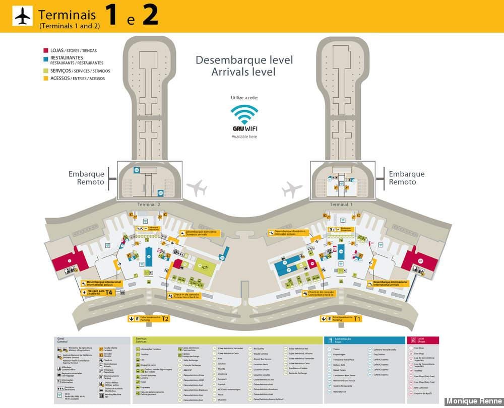 Karta za međunarodni aerodrom u Sâo Paulo-Guarulhos - Terminale 1 i 2