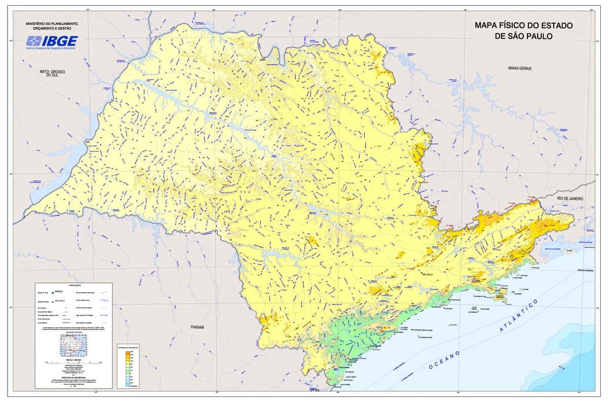 Mapa olakšanje Sao Paulo