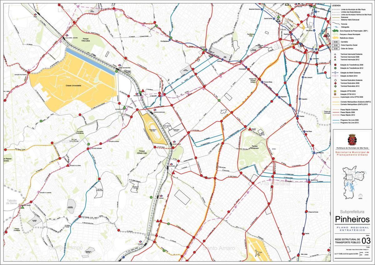Mapa Pinheiros Sao Paulo - Javni prijevoz
