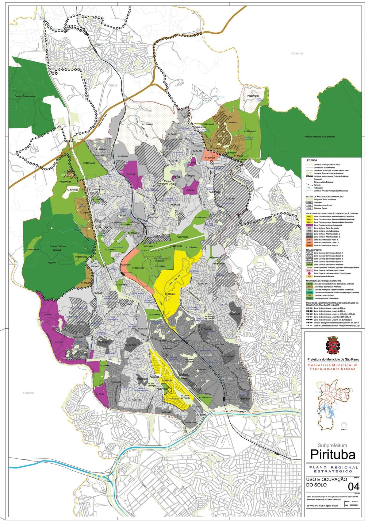 Mapa Pirituba-Jaraguá Sao Paulo - Okupacija tlu
