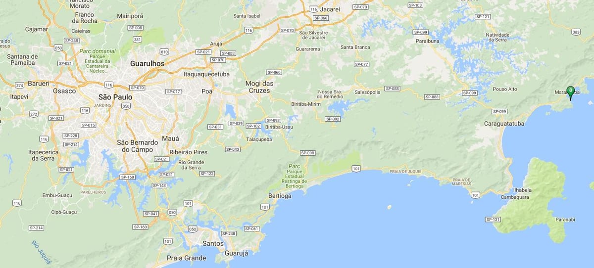 Mapa plaži Caçandoca
