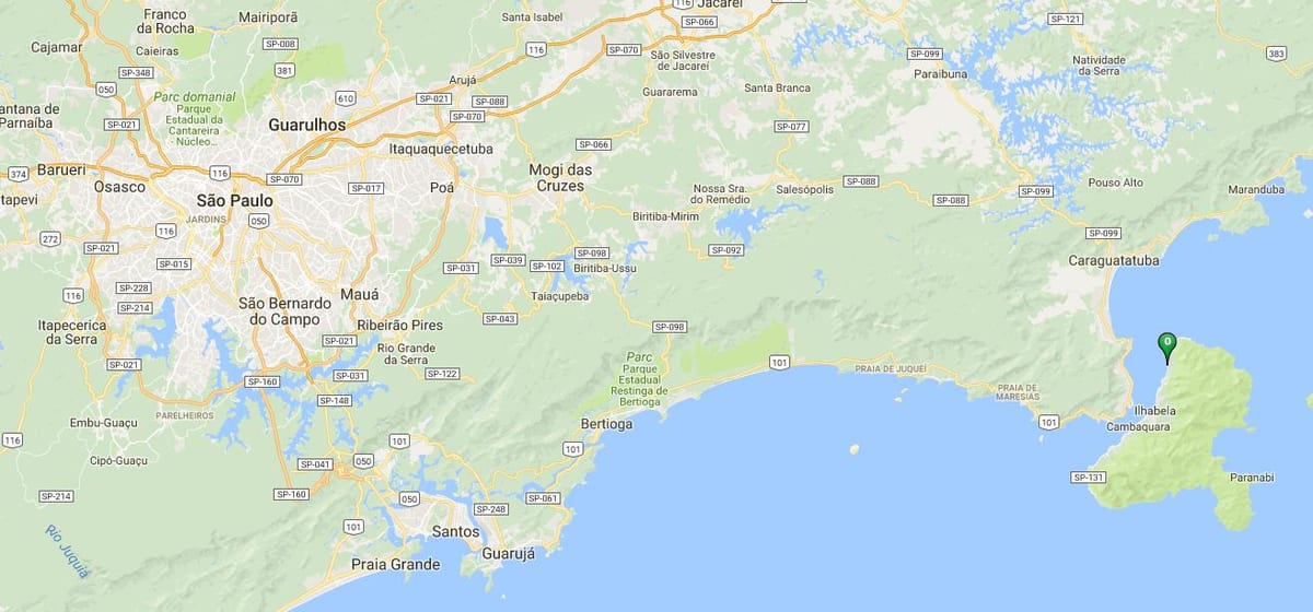 Mapa plaži Kasno Clube de Santos