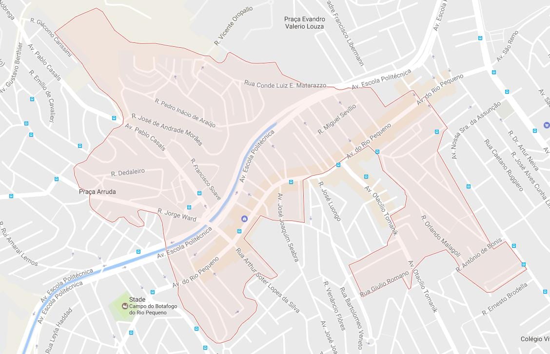 Mapa Rio pequeno šutira Sao Paulo