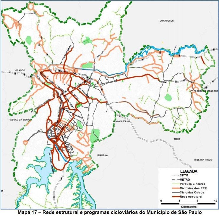 Mapa Sao Paulo biciklističke staze