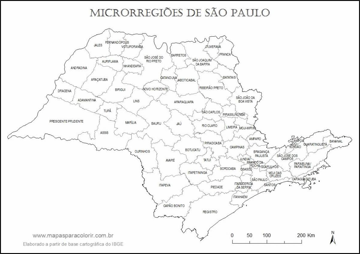 Mapa Sao Paulo djevica - mikro-regionima