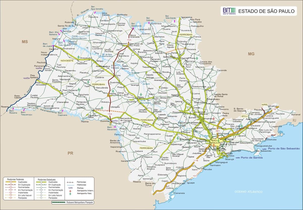 Mapa Sao Paulo Državnom