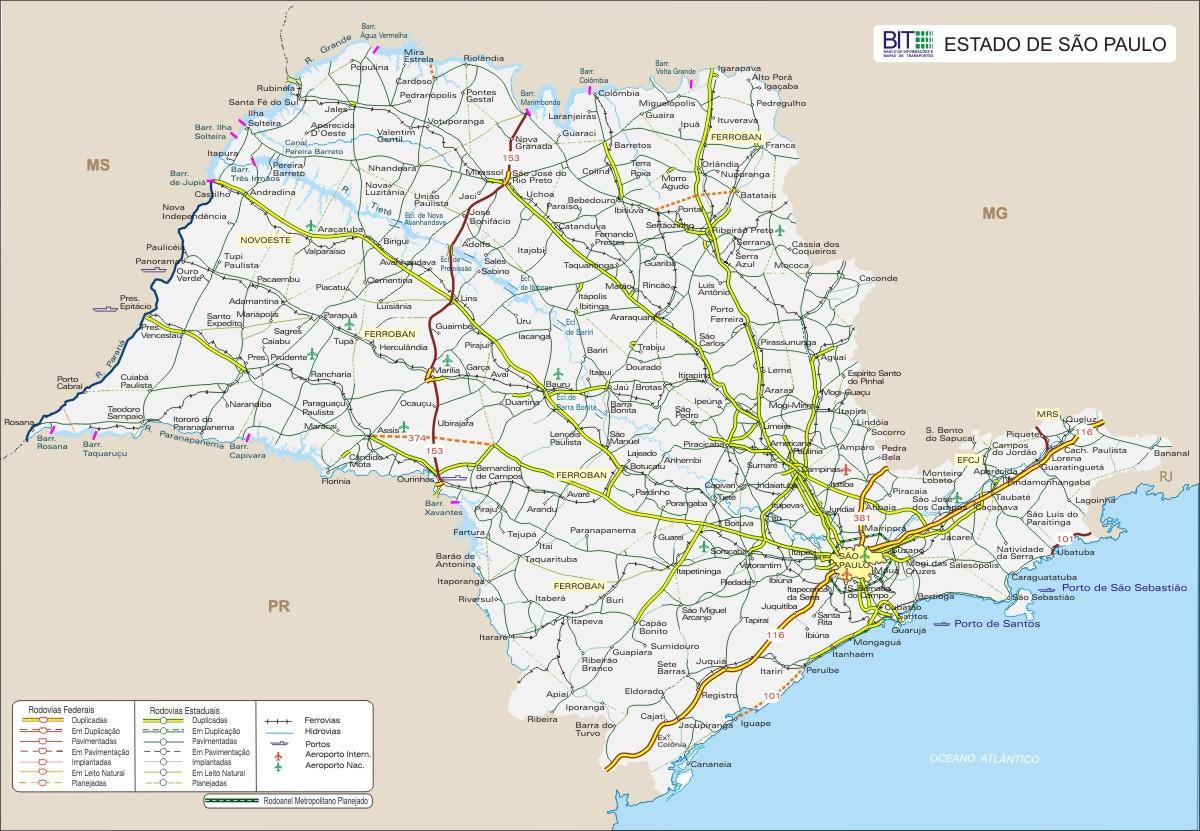 Mapa Sao Paulo Državni autoputevi