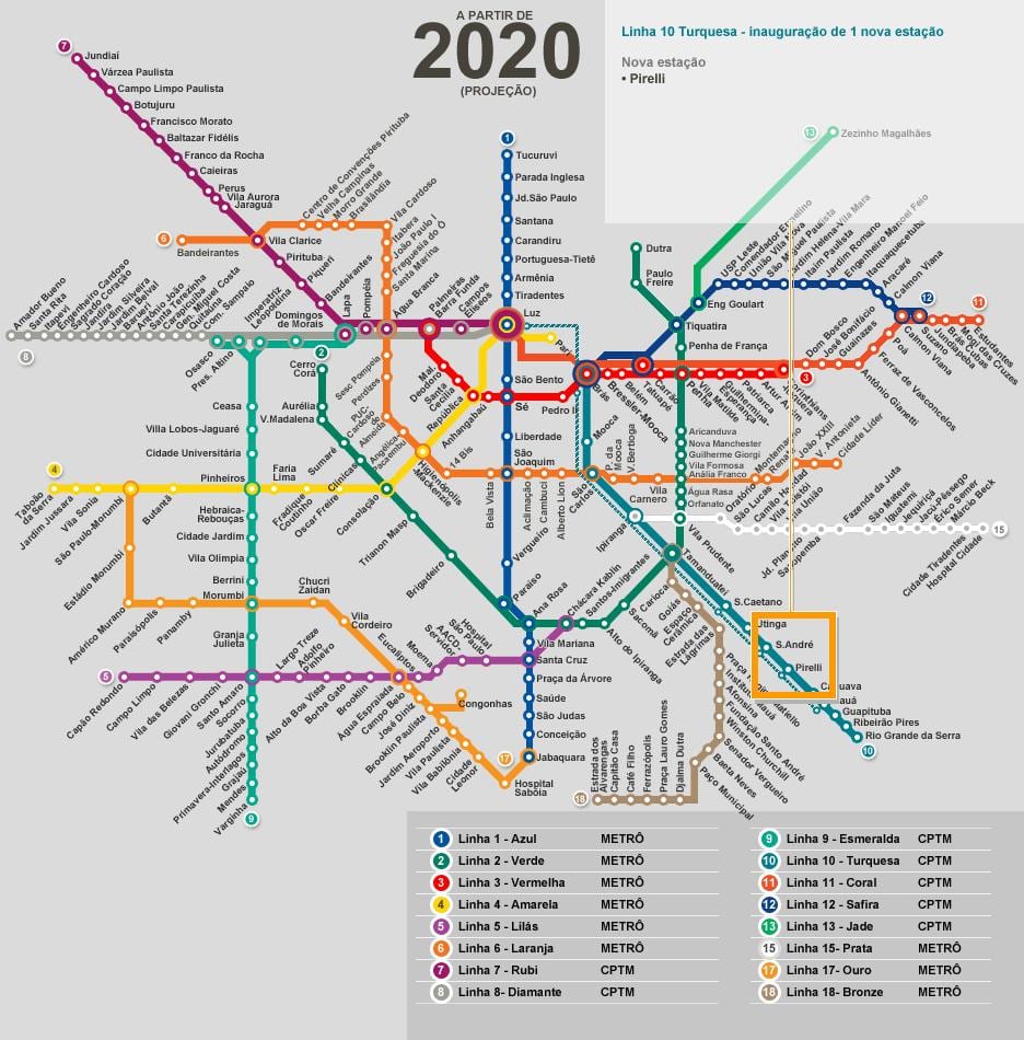 Mapa Sao Paulo mreže metro