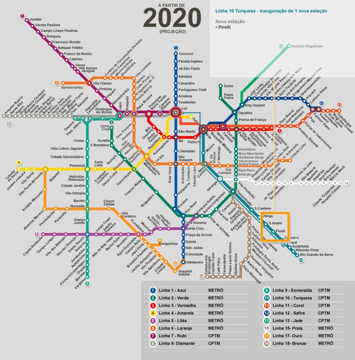 Mapa Sao Paulo mreže metro