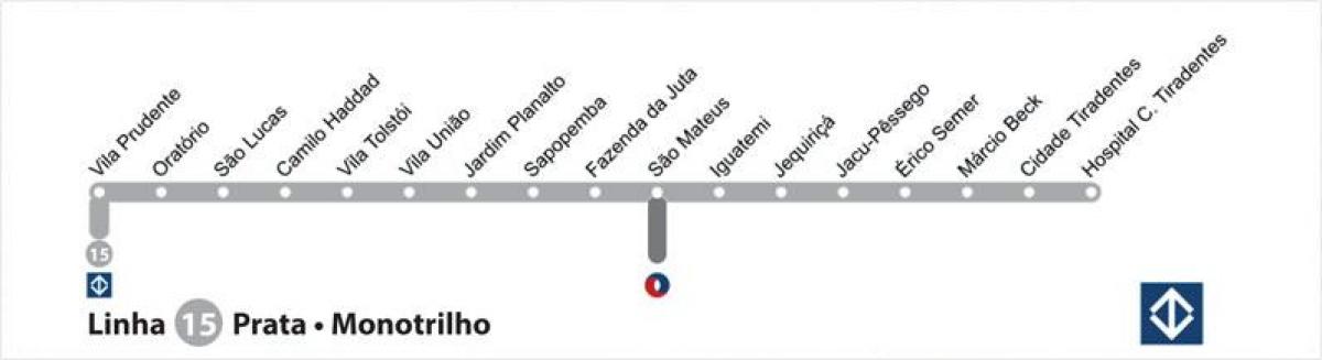 Mapa Sao Paulo vozu - Liniju 15 - Srebro