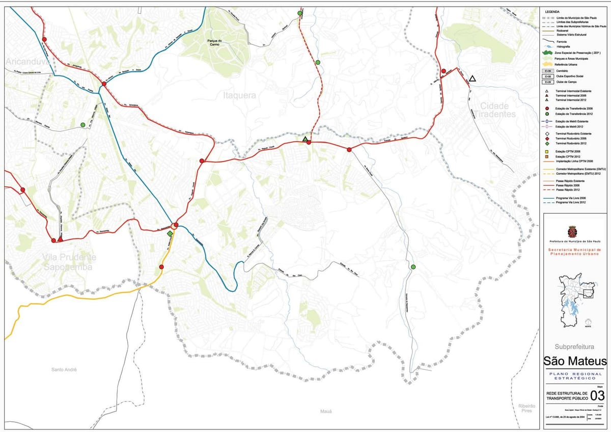 Mapa Sao proganjao braću mateja Sao Paulo - Javni prijevoz