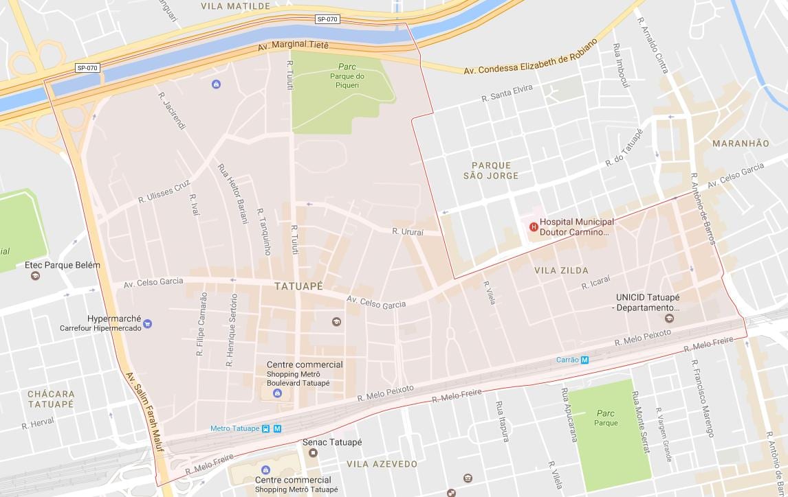 Mapa Tatuapé Sao Paulo