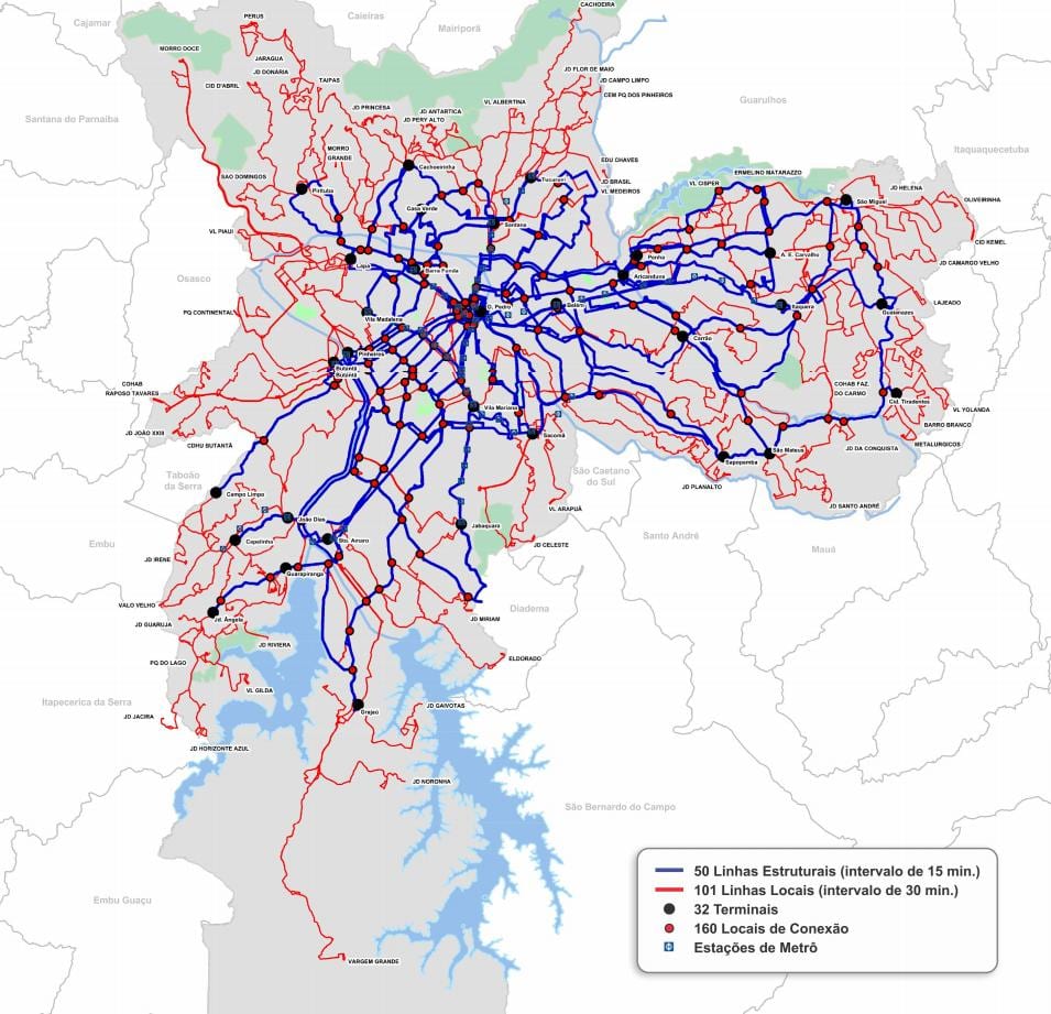 Mapa terminala autobus Države Sao Paulo