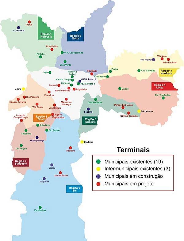 Mapa terminala autobus u Sâo Paulo