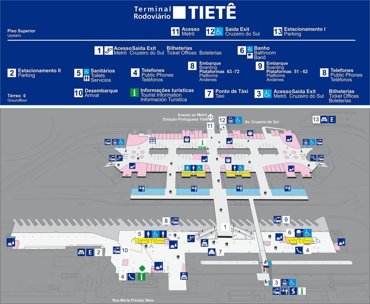 Mapa terminalu Tietê - gornji kat