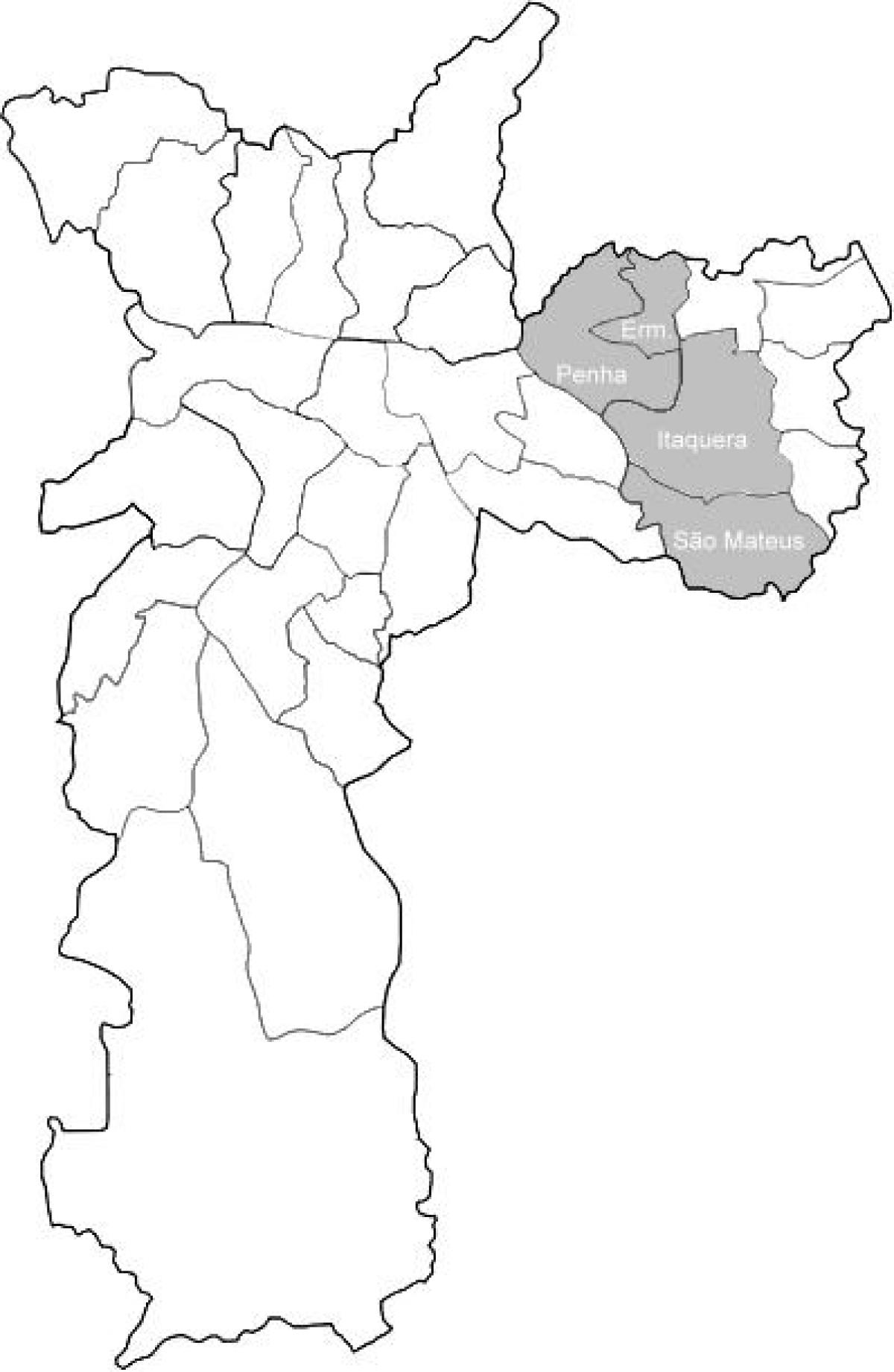 Mapa zoni Leste 1 Sao Paulo