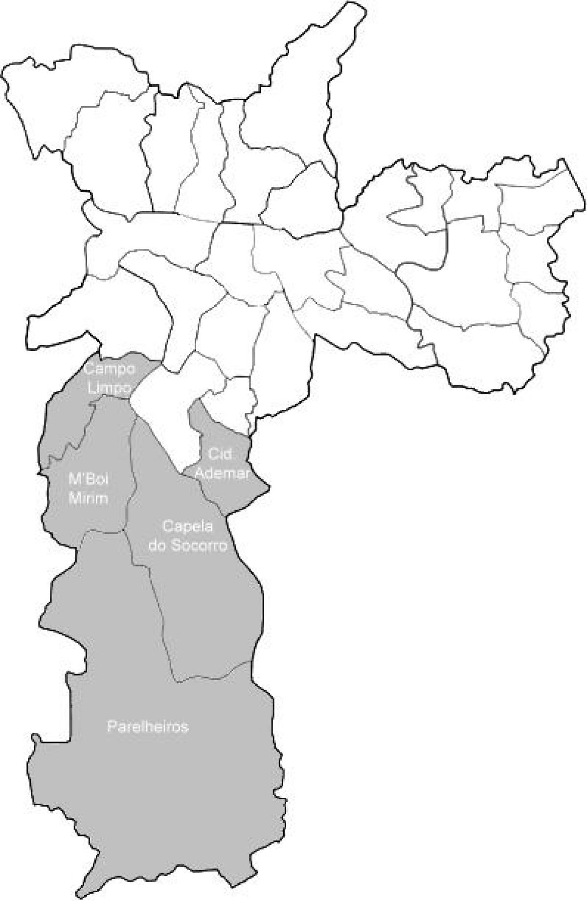 Mapa zoni Sul Sao Paulo