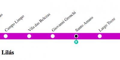 Mapa Sao Paulo metro Liniju 5 - Ljubičaste